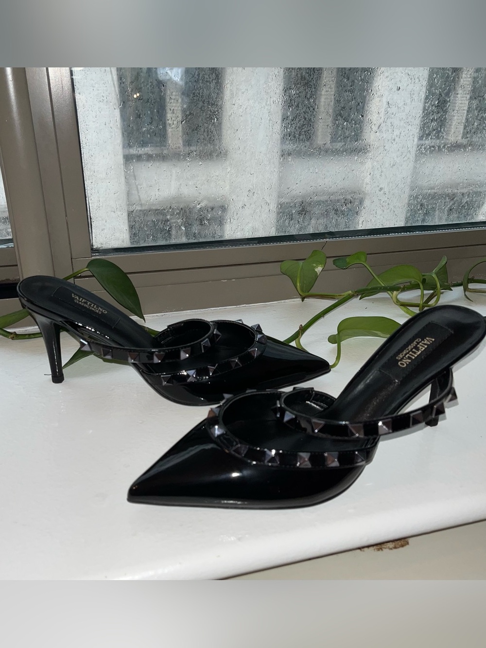 Valentino Black Patent Leather Studded Mules - Picture 2 of 7